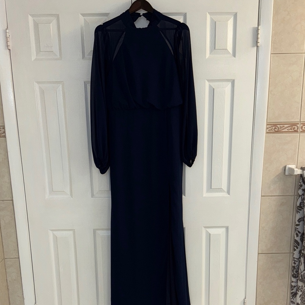 Lulus: Worn Once - Elegant Navy Blue Women's Open Back Dress Size XL